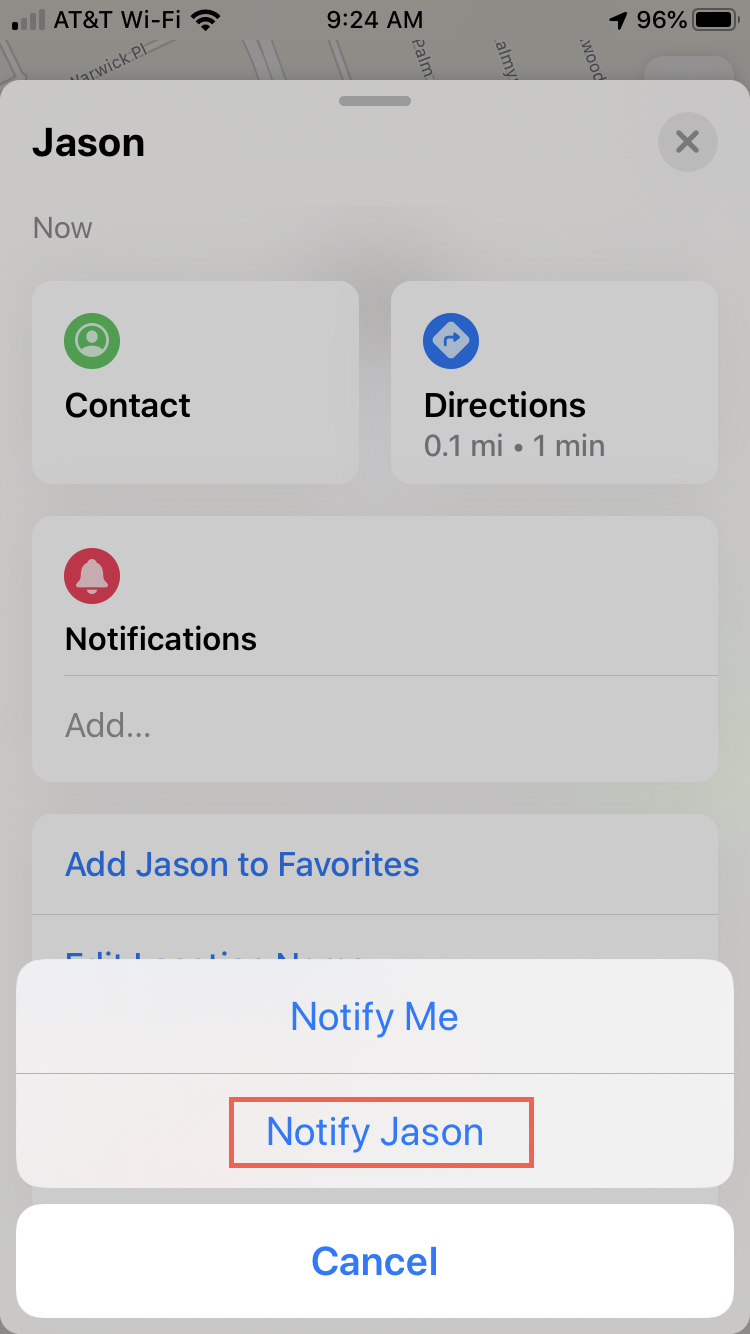 Notify Contact in Find My on iPhone