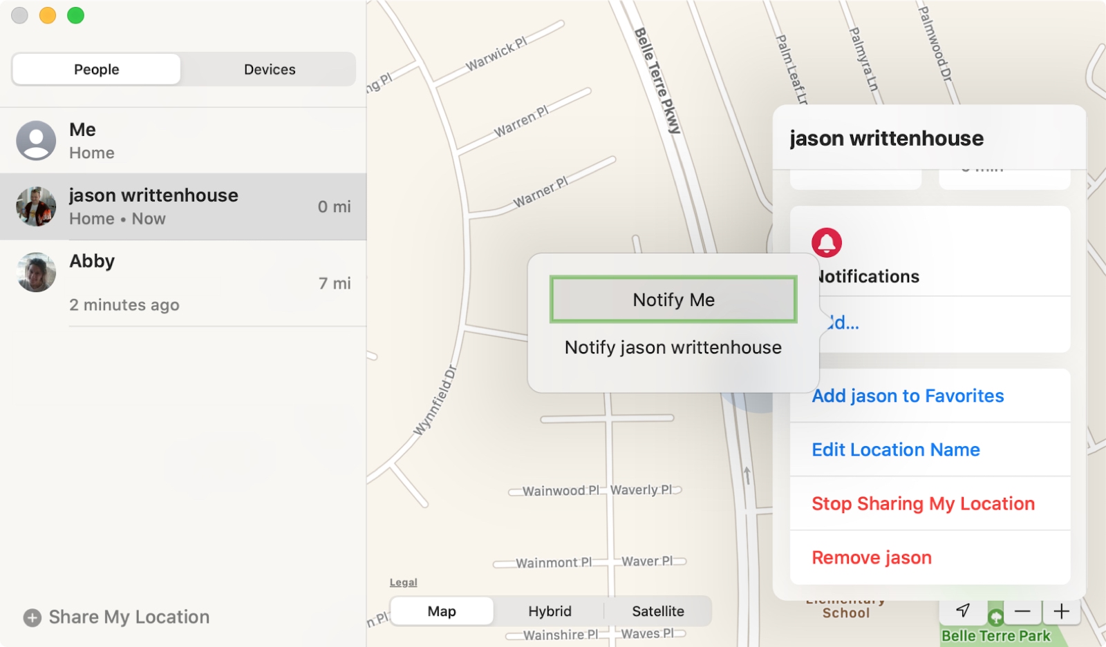 Notify Me in Find My on Mac