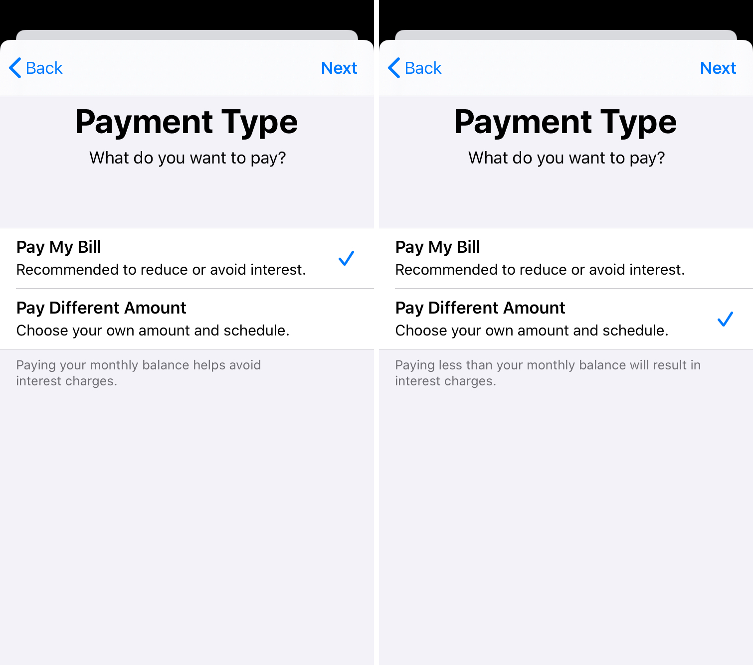 Payment Type for Apple Card