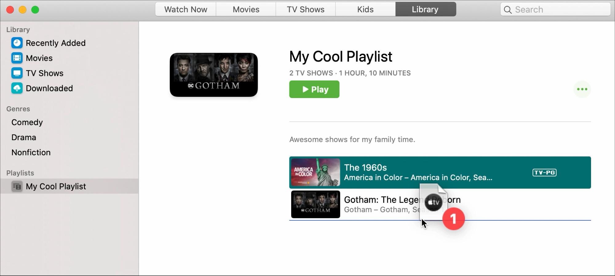 Reorder Playlist TV app Mac