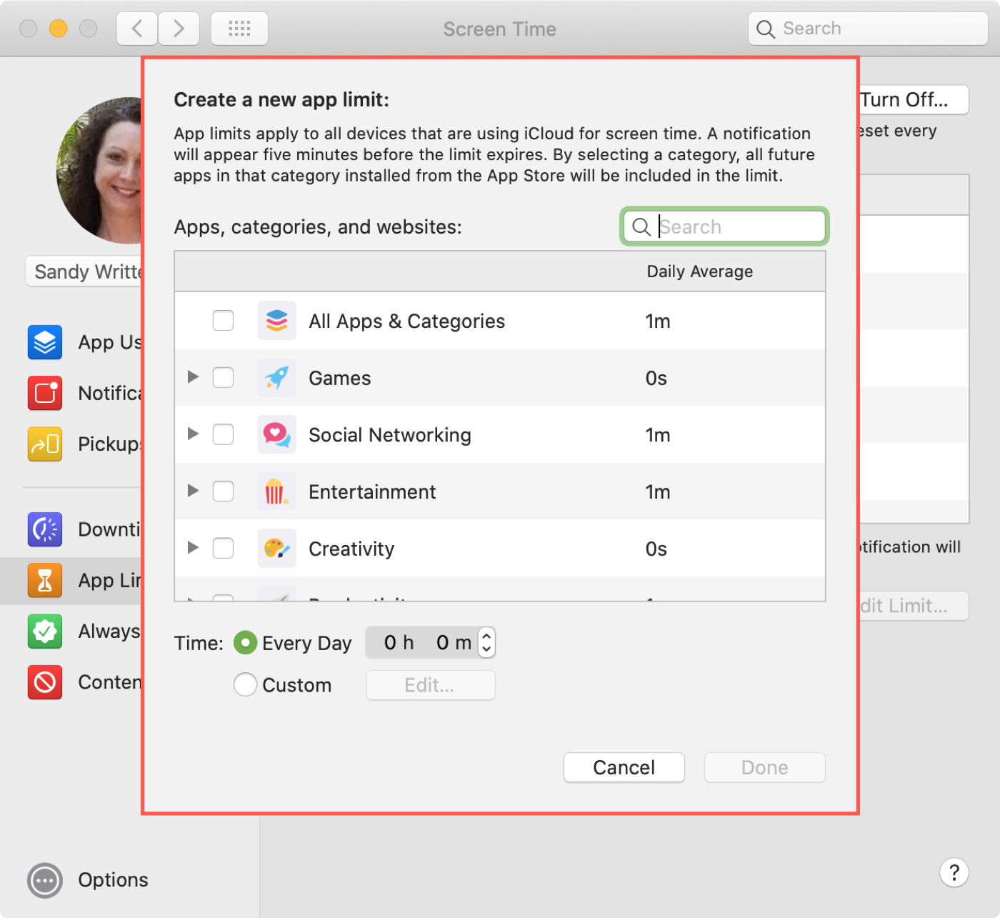 Screen Time App Limits on Mac