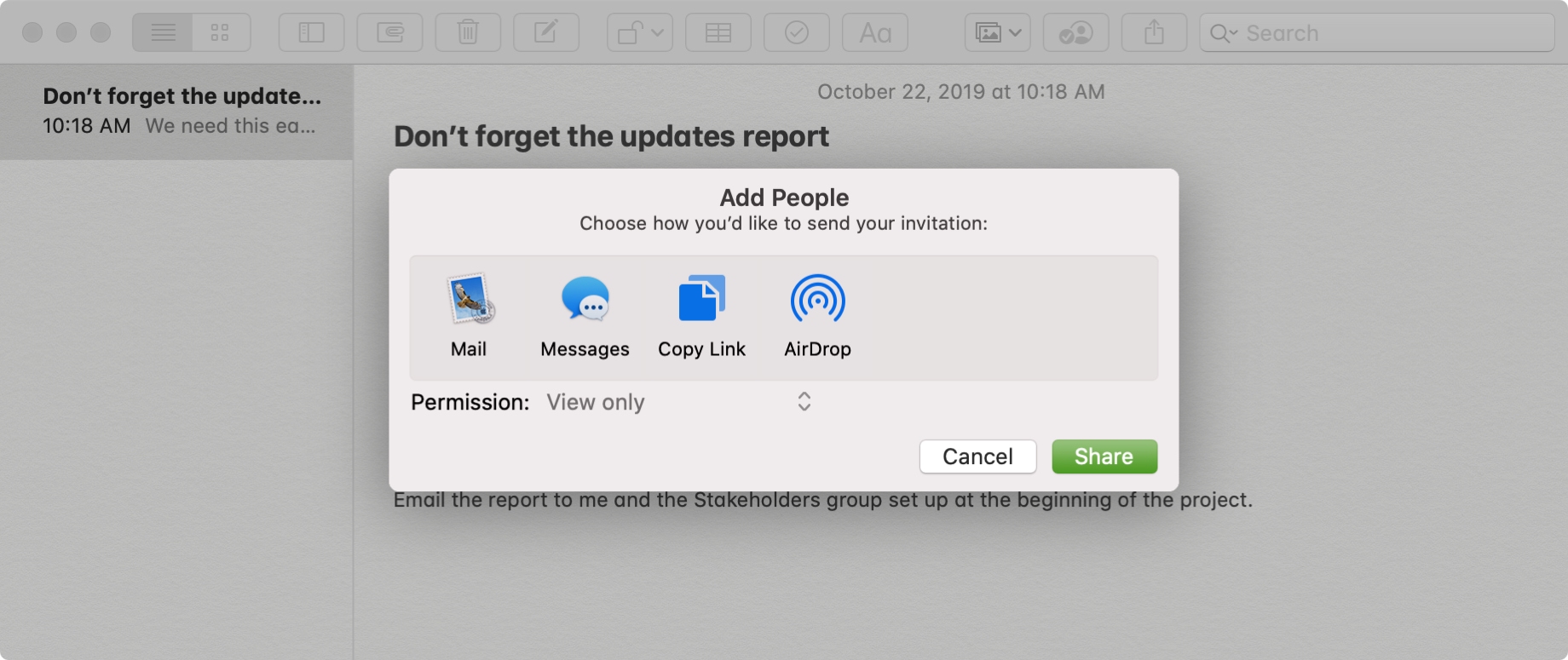 Share Notes Folders View Only Mac