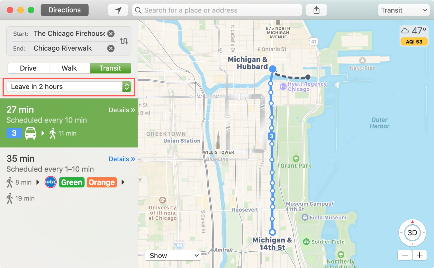 Map Transit Directions on Mac