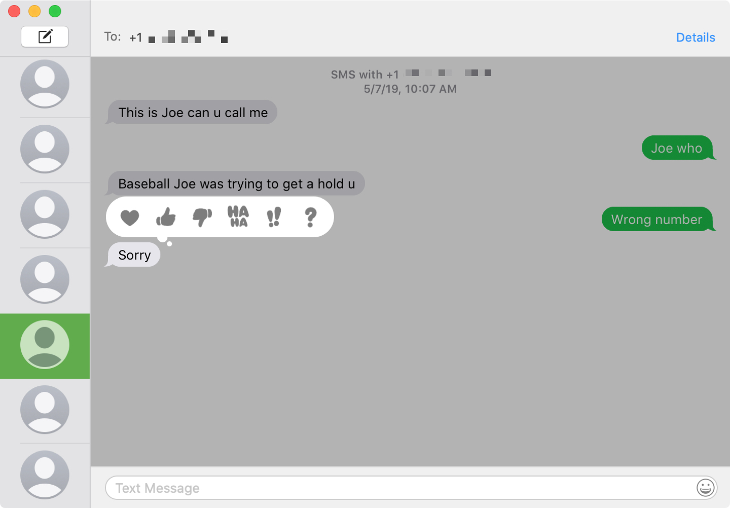 Messages Tapback on Mac