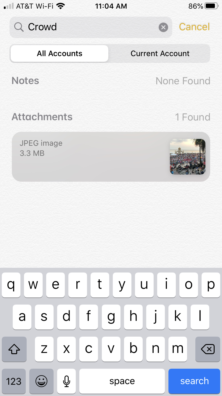 Search Image Notes iPhone