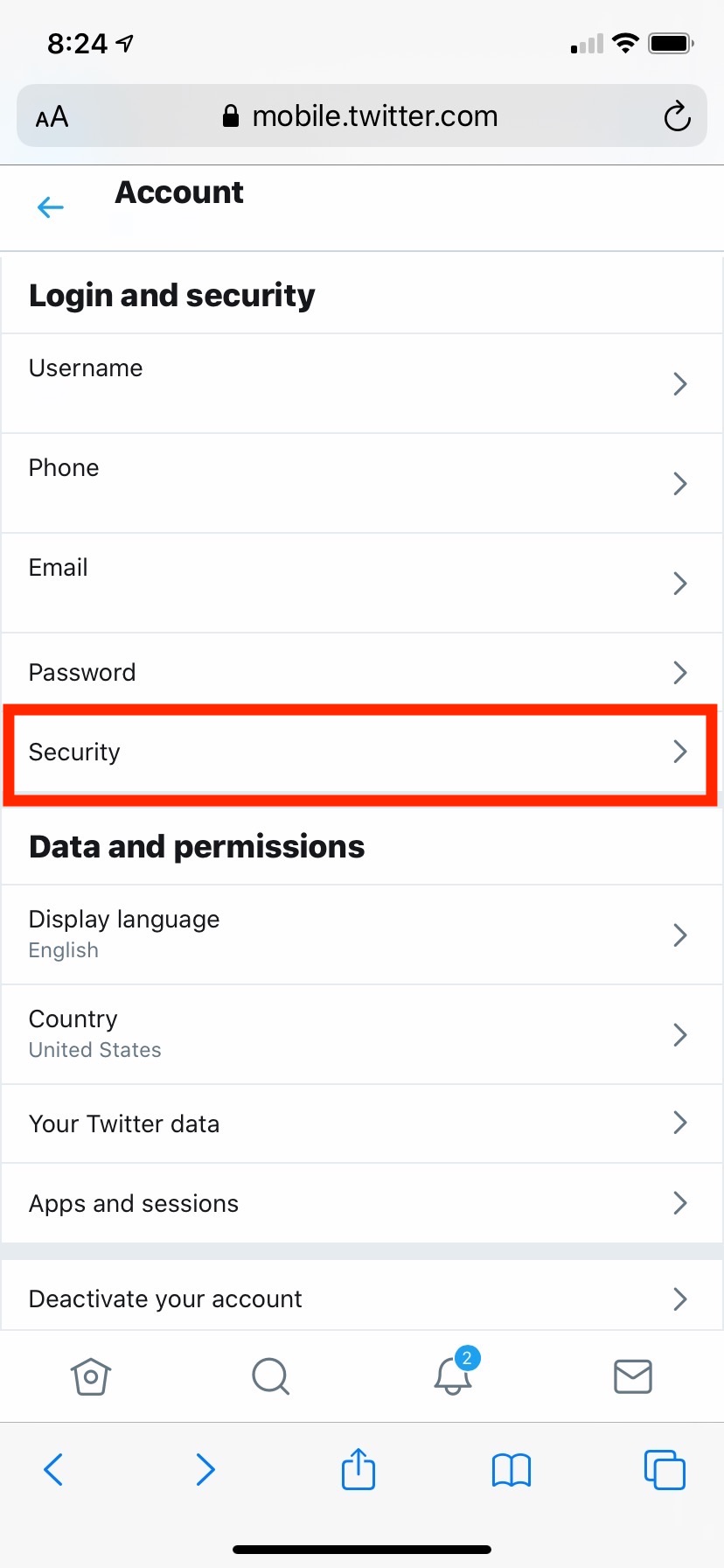 Twitter 2FA Security