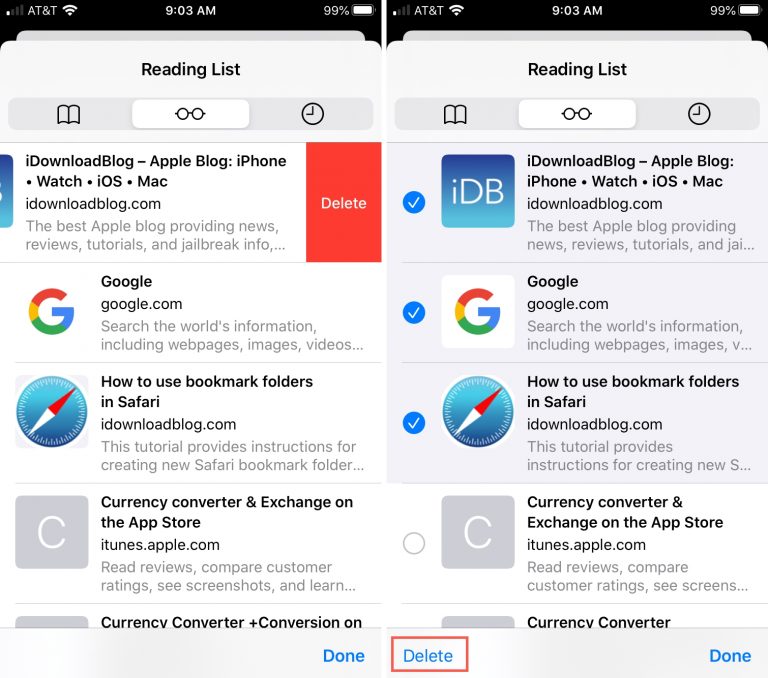 how to remove reading list from safari on iphone
