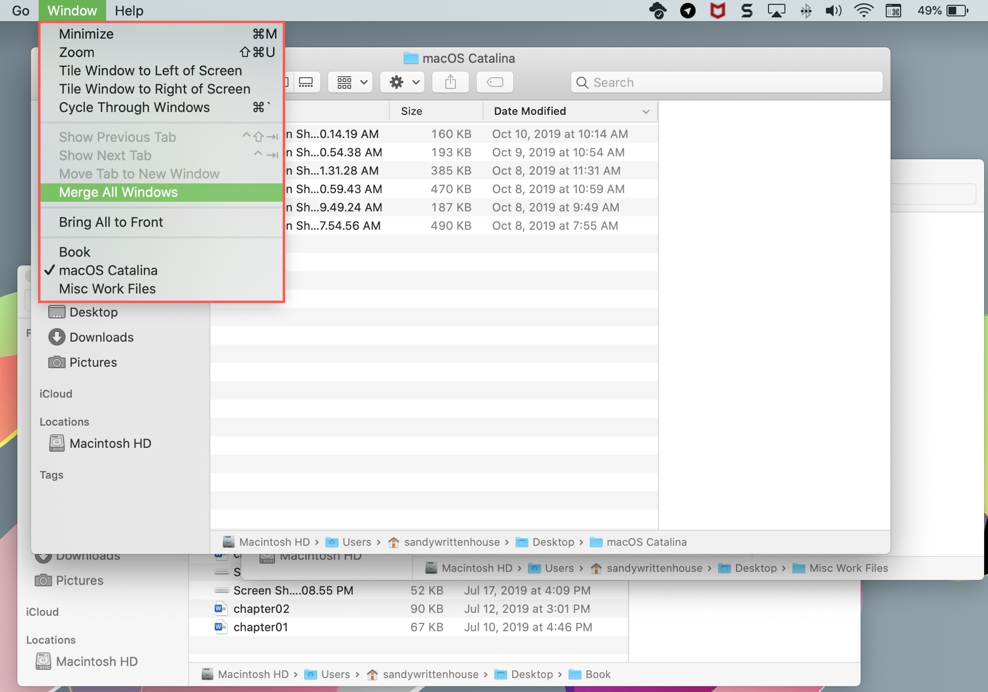 Merge Finder windows Mac