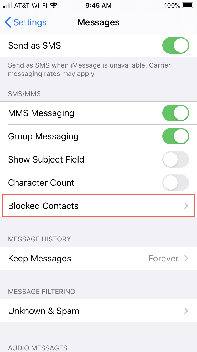 Messages Blocked Contacts iPhone