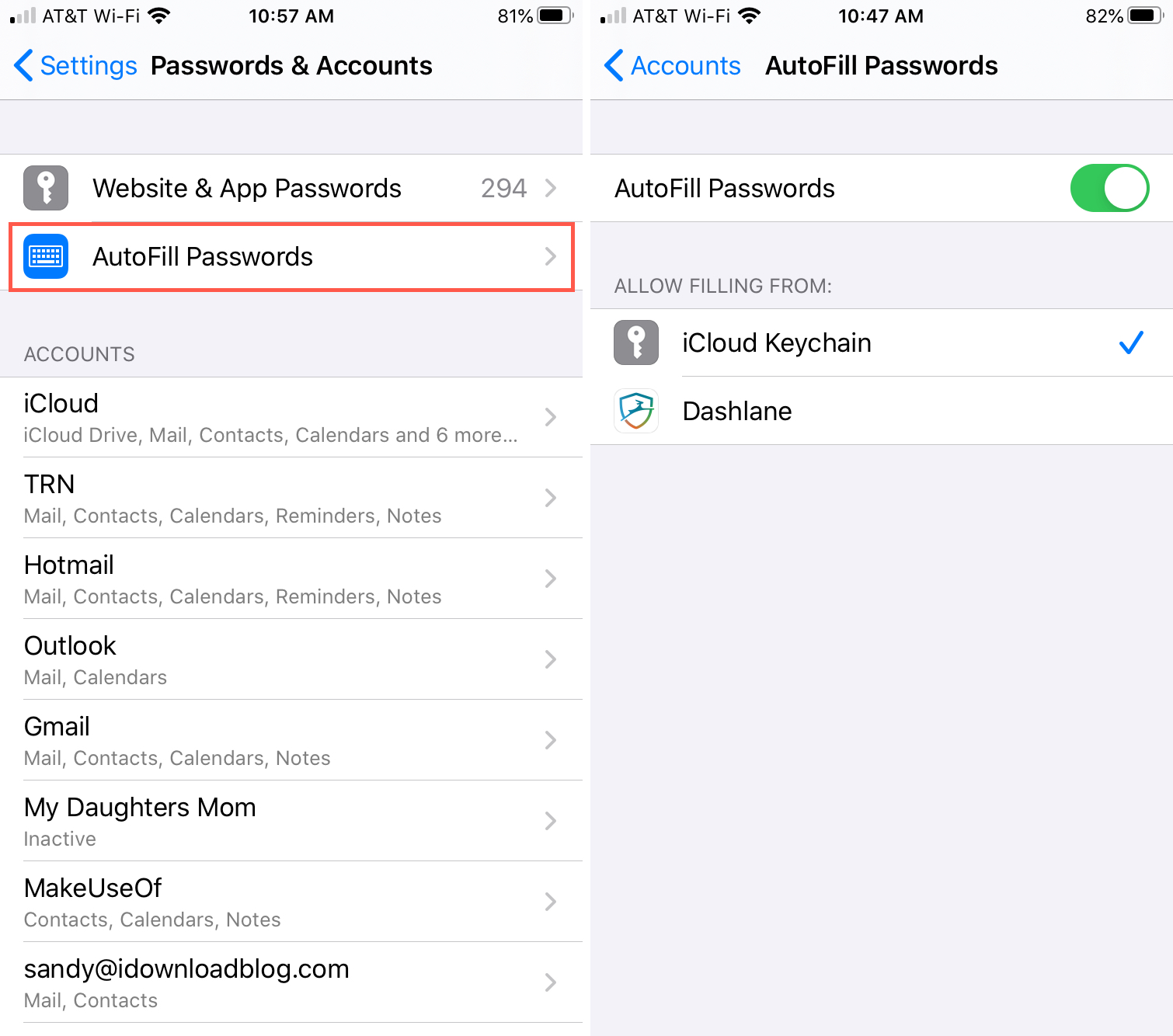 Password iPhone Settings Autofill