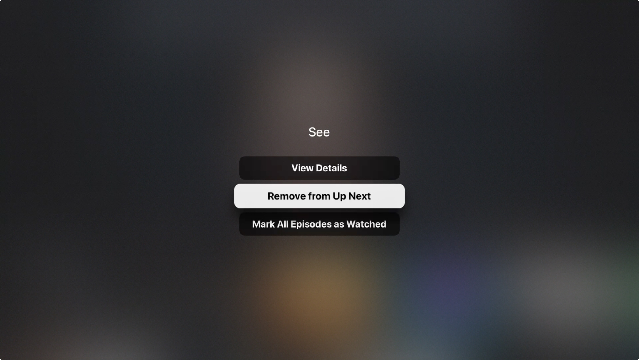 Remove from Up Next on Apple TV