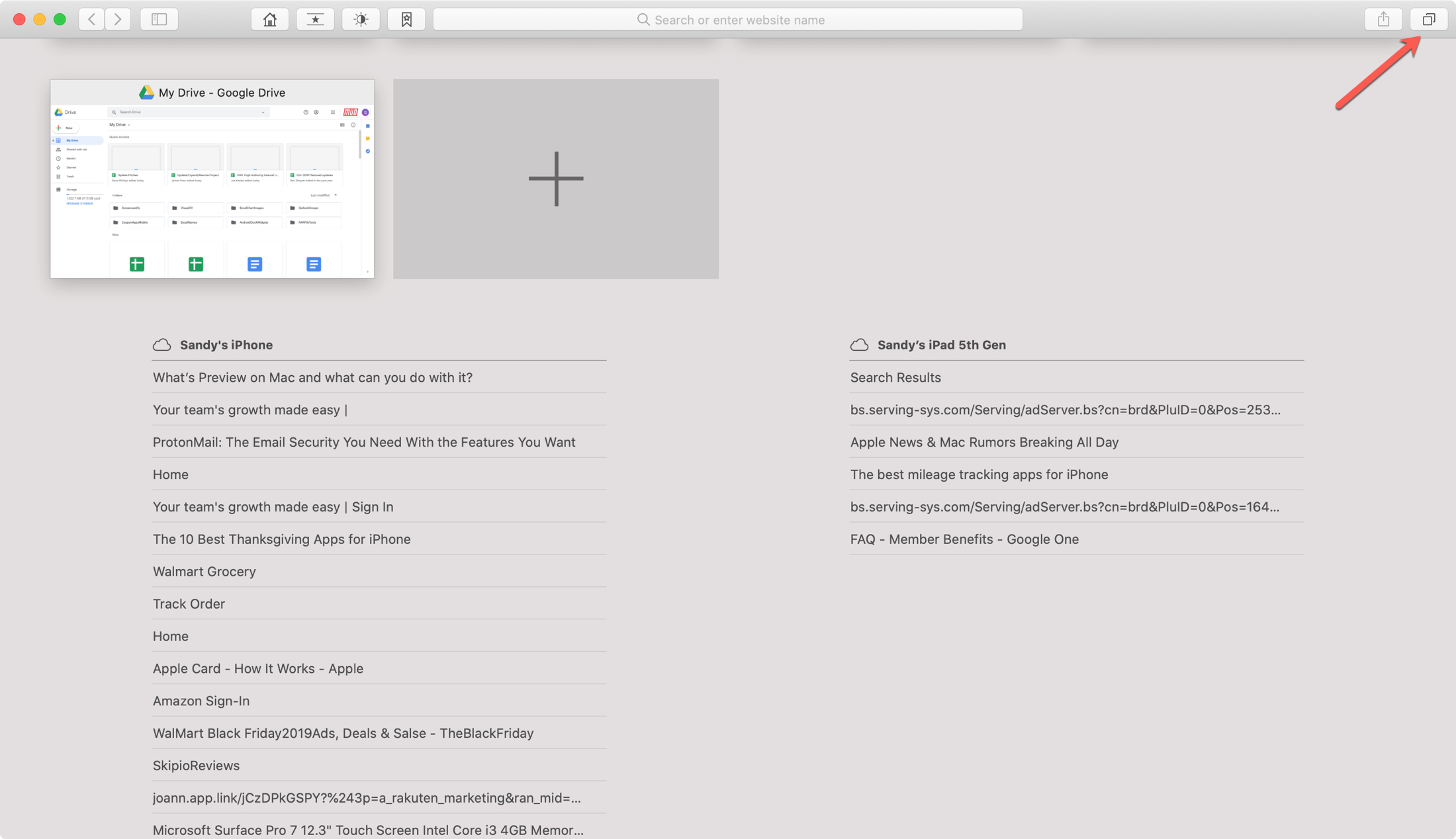 Safari Open Tabs on Mac