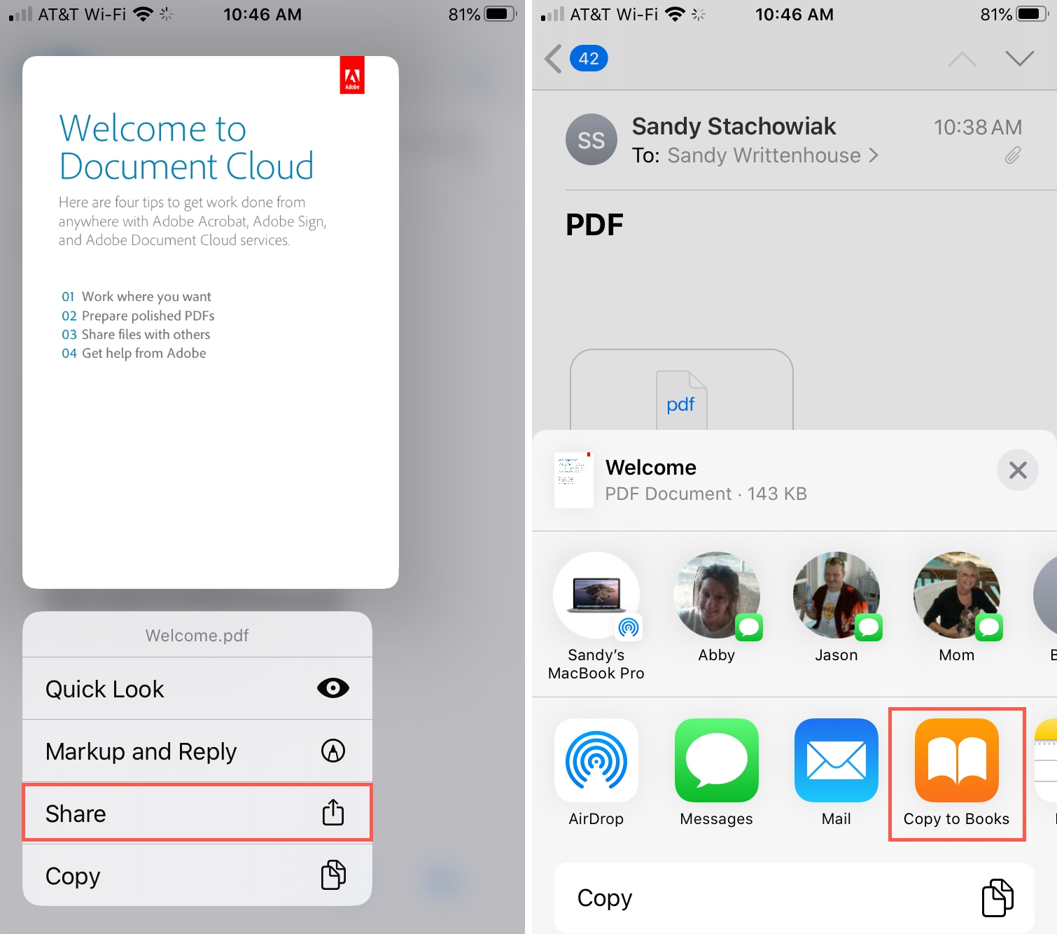 Save Email Attachment as PDF iPhone