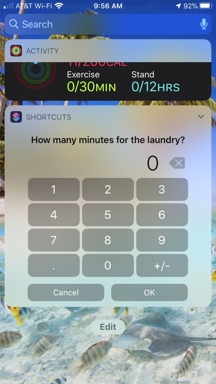 Shortcuts Widget Laundry Timer iPhone