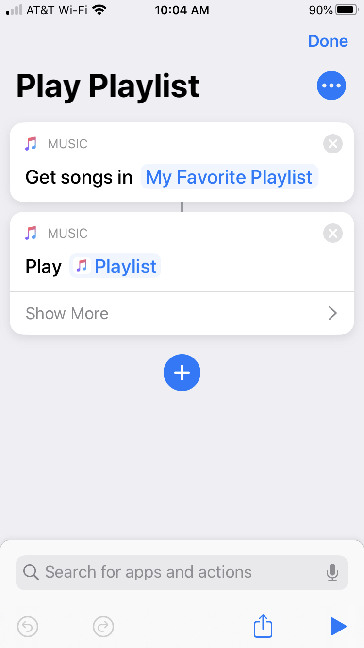 Shortcuts Widget Play Playlist iPhone