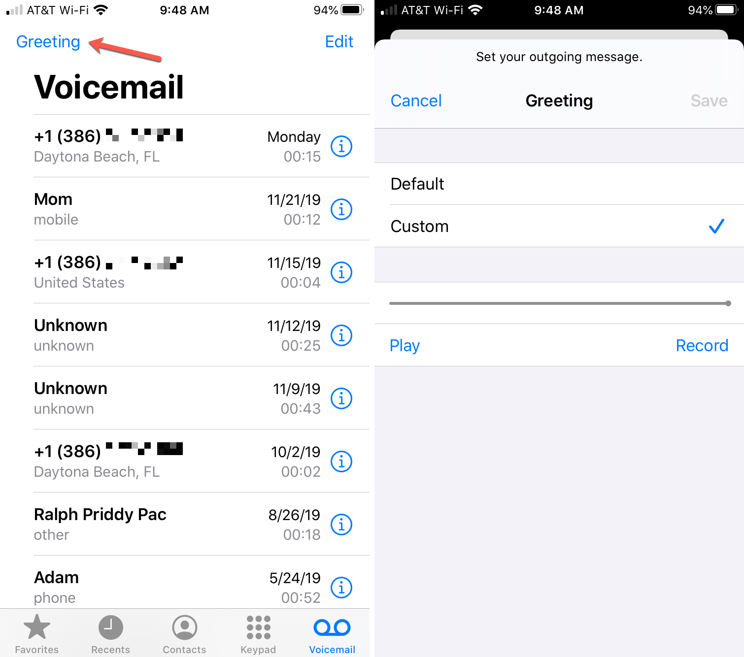 iPhone Voicemail Greeting