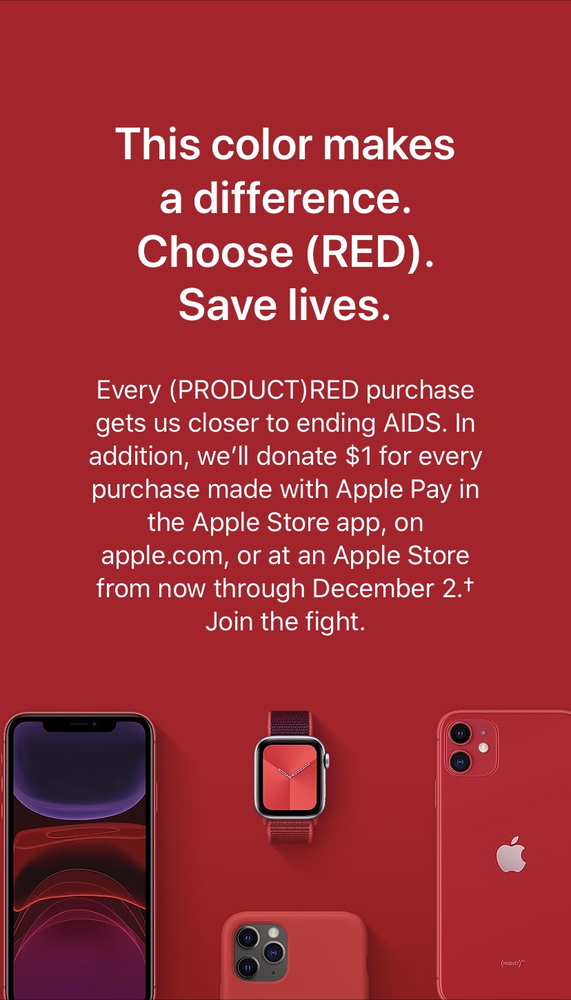 Apple Store app Product Red landing page
