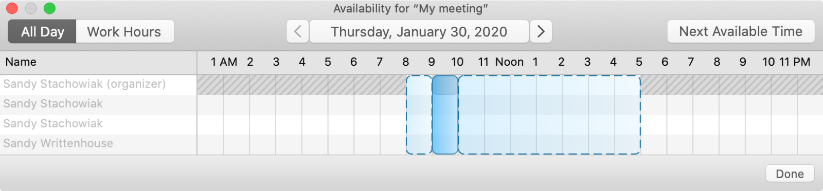 Calendar Availability Panel Mac