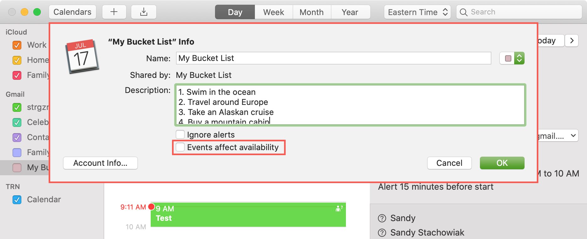 Events affect availability box Calendar Mac