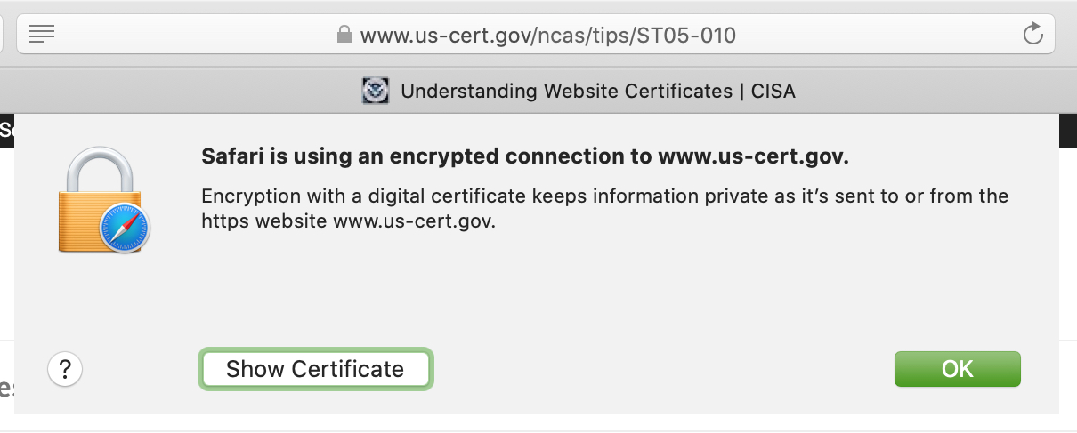 Safari See Digital Certificate