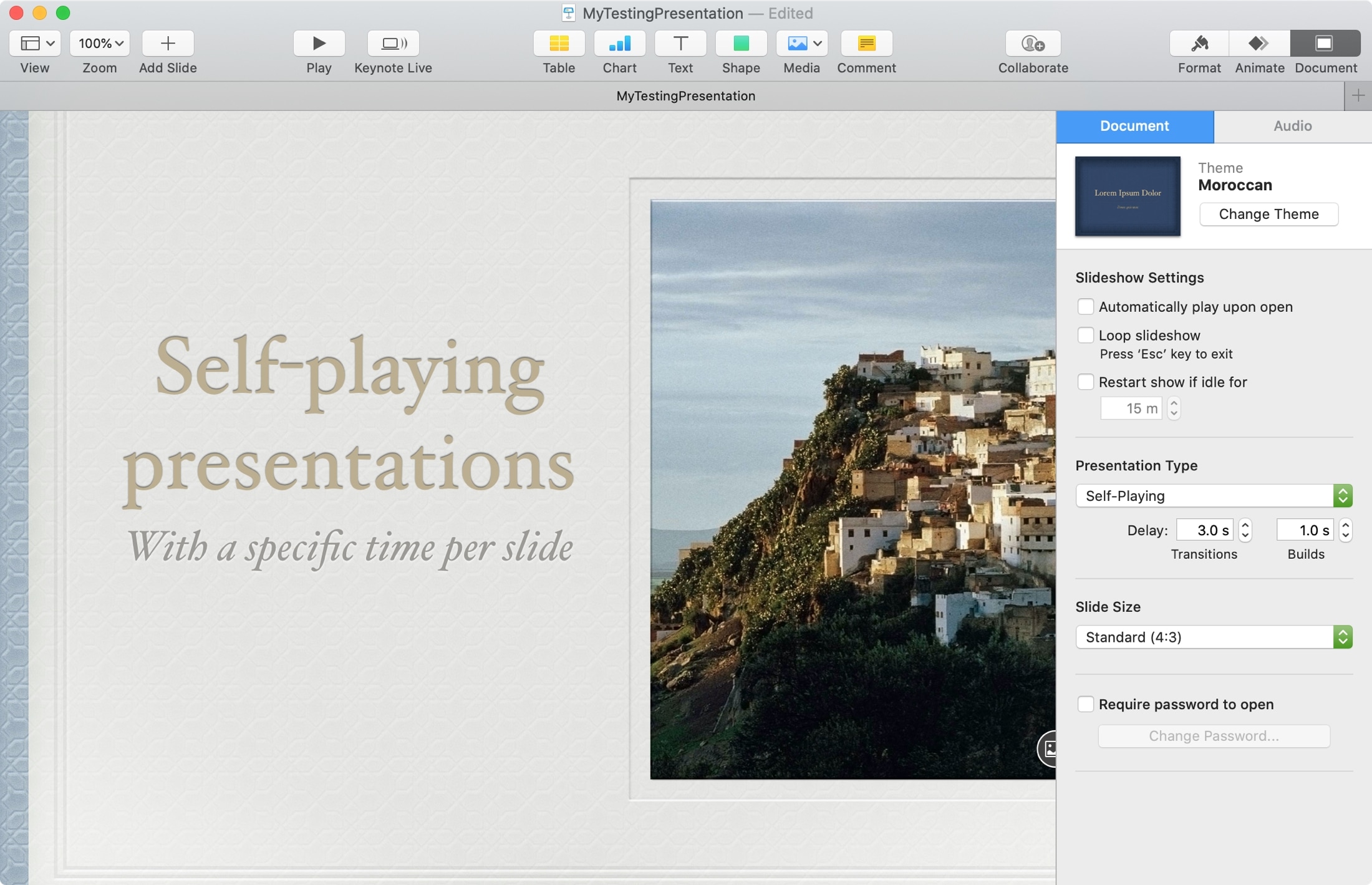 Self-playing Presentation Keynote Mac