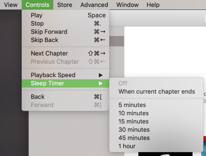 How to set a sleep timer for an audiobook in the Apple Books app