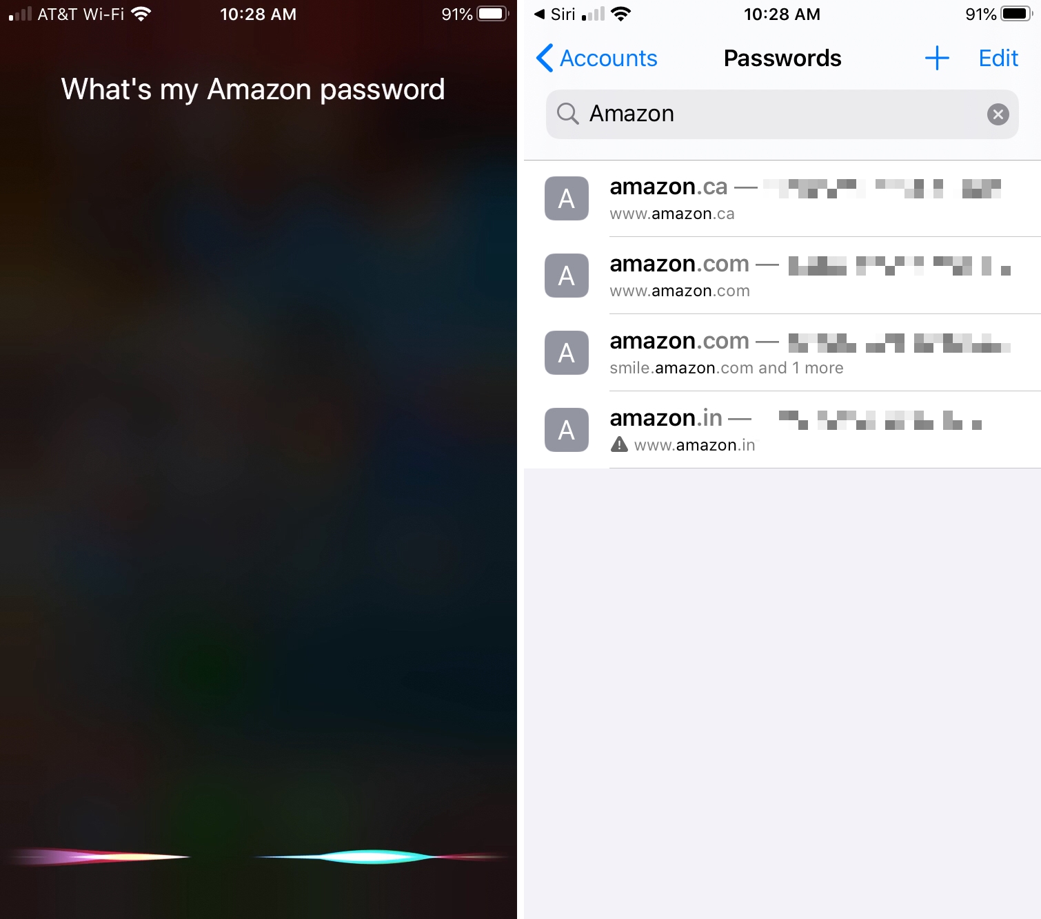 Whats My Amazon Password Siri iPhone