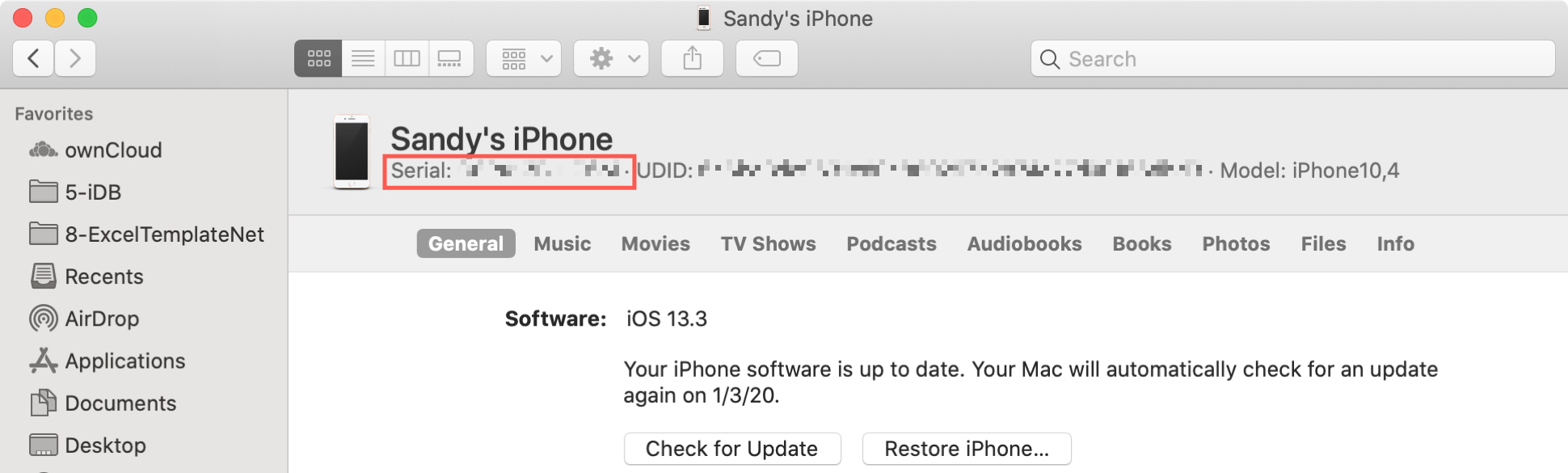 iPhone serial number Finder