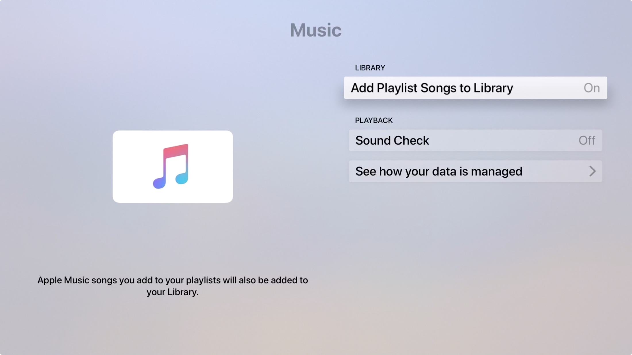 Apple TV Music app