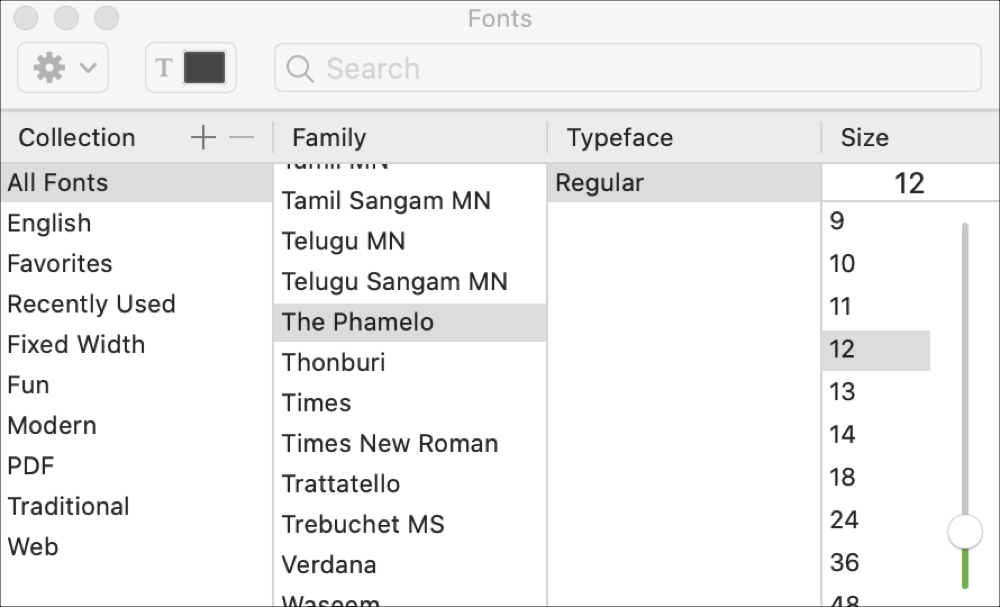 Font List on Mac