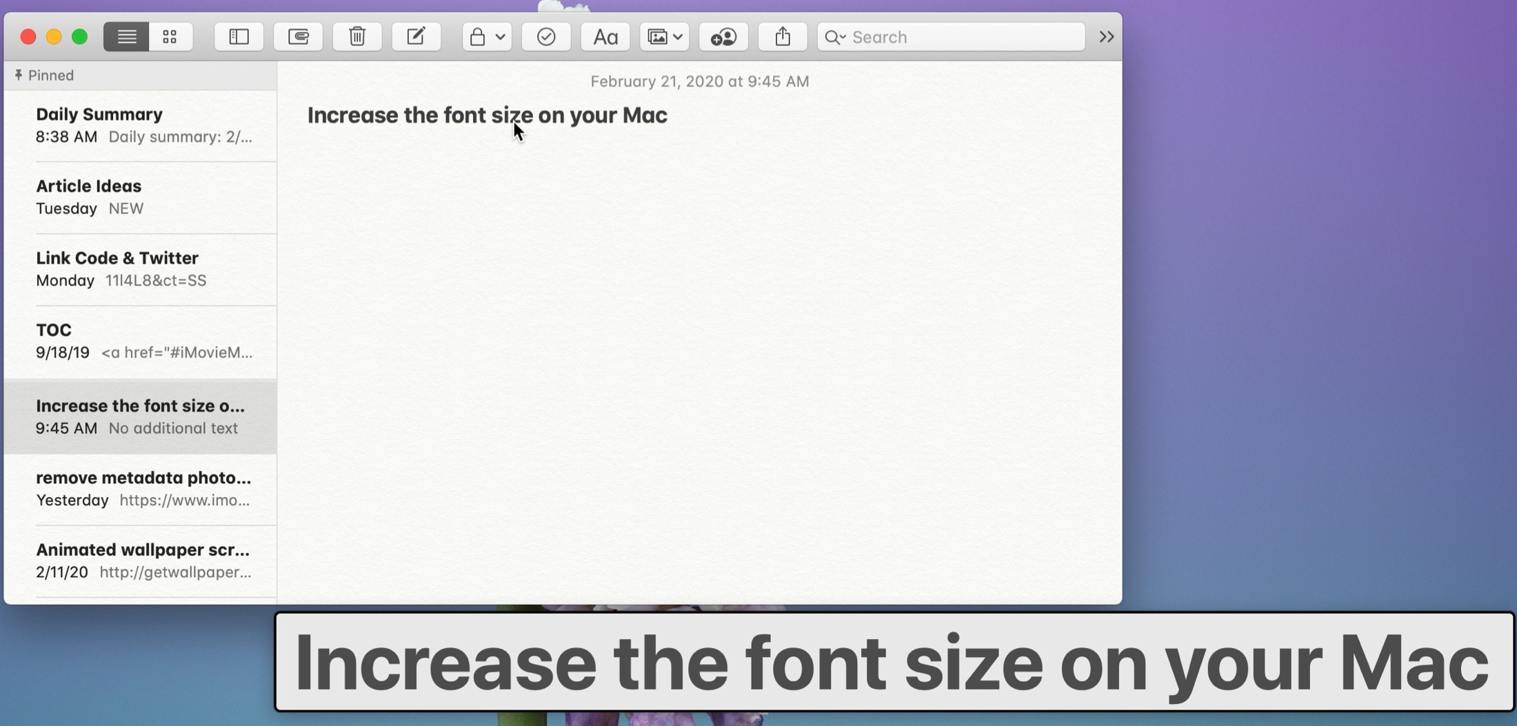 How to increase the font size on Mac