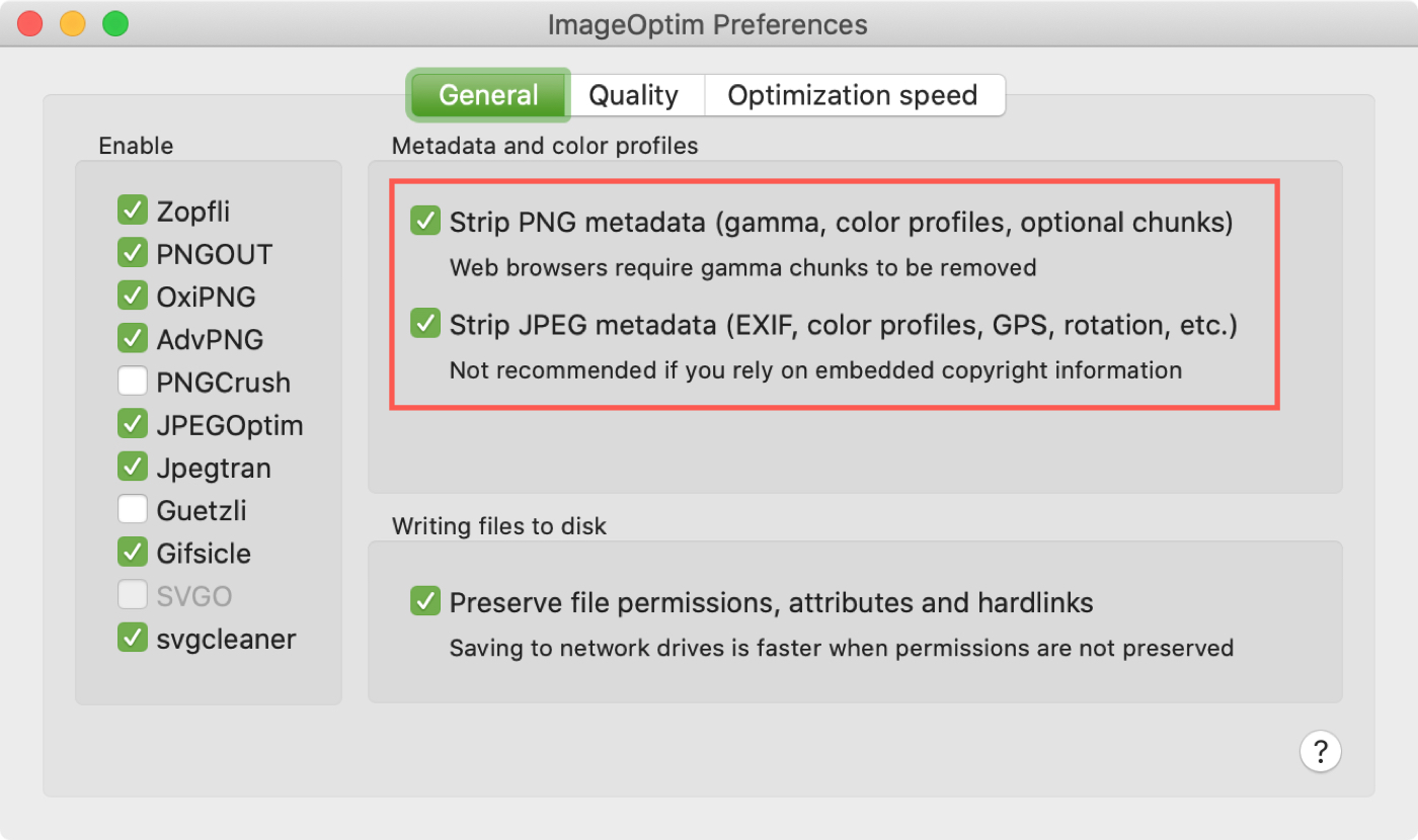 ImageOptim General Preferences Mac