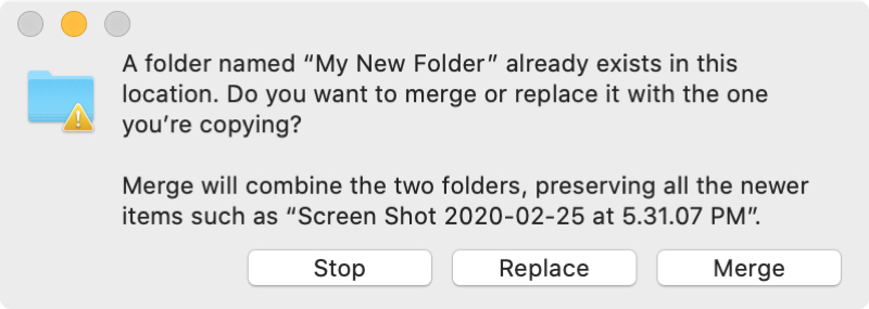 Merge Stop Replace Merging Folders Mac
