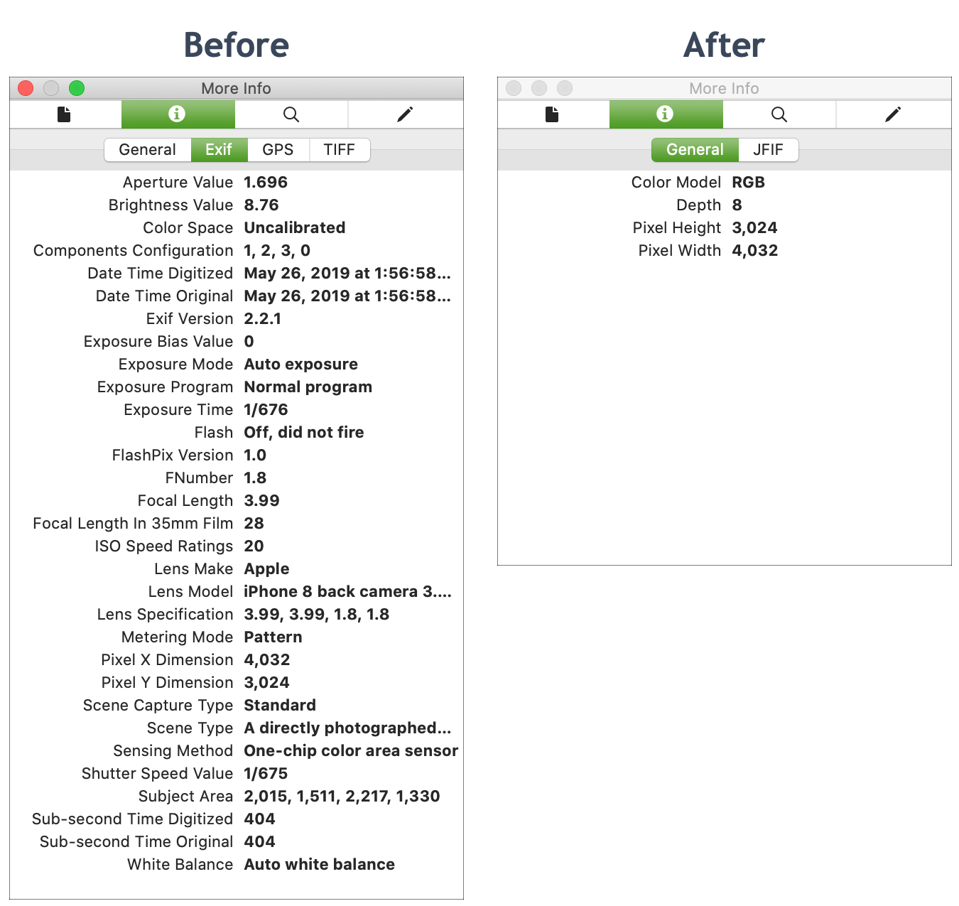 Metadata Preview Before and After