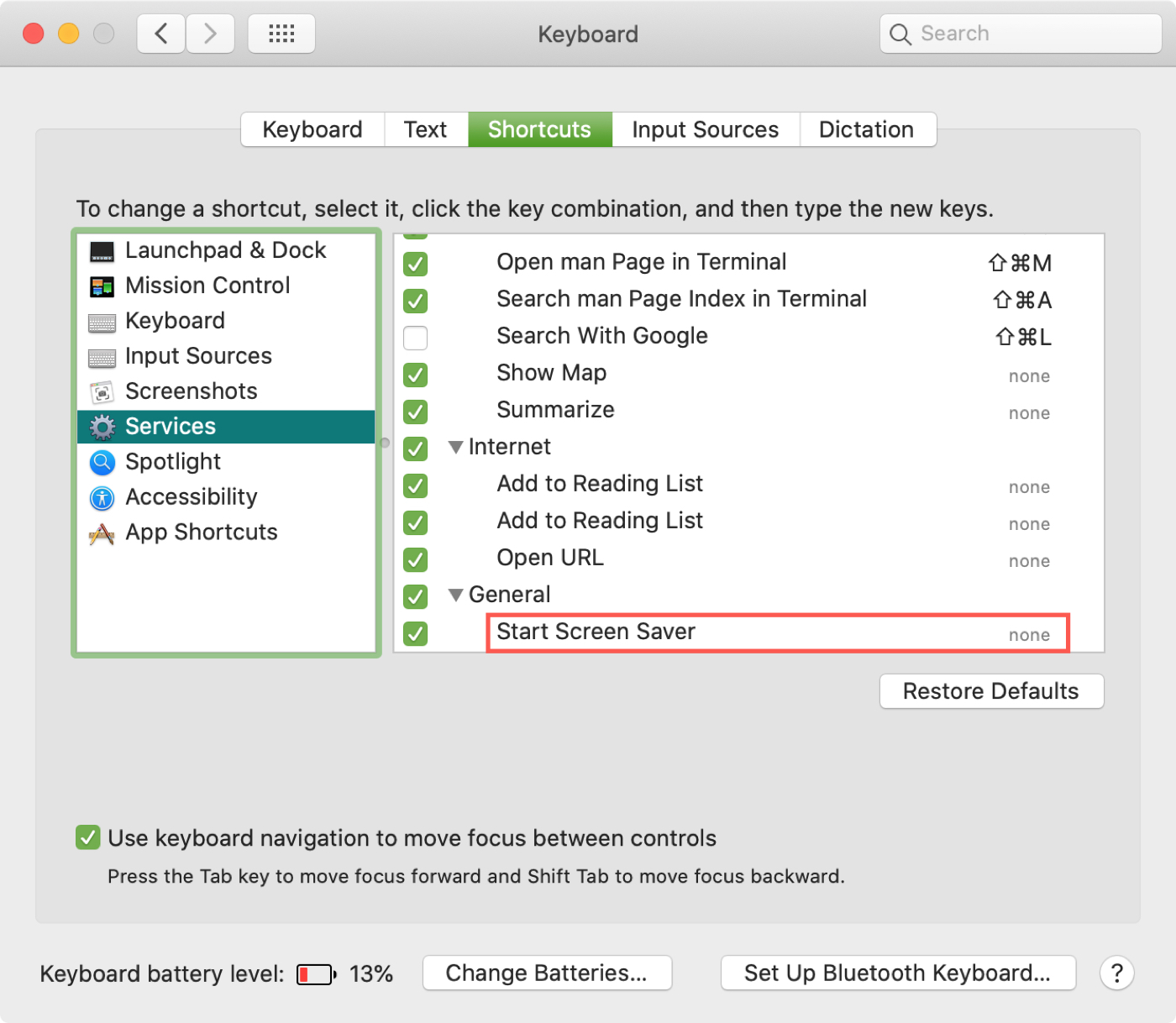 System Preferences Start Screen Saver Service