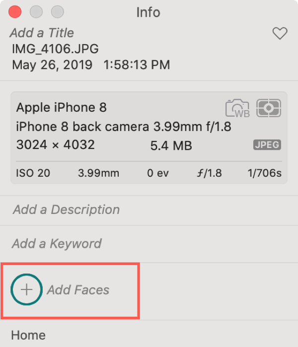 Add Faces Photos on Mac