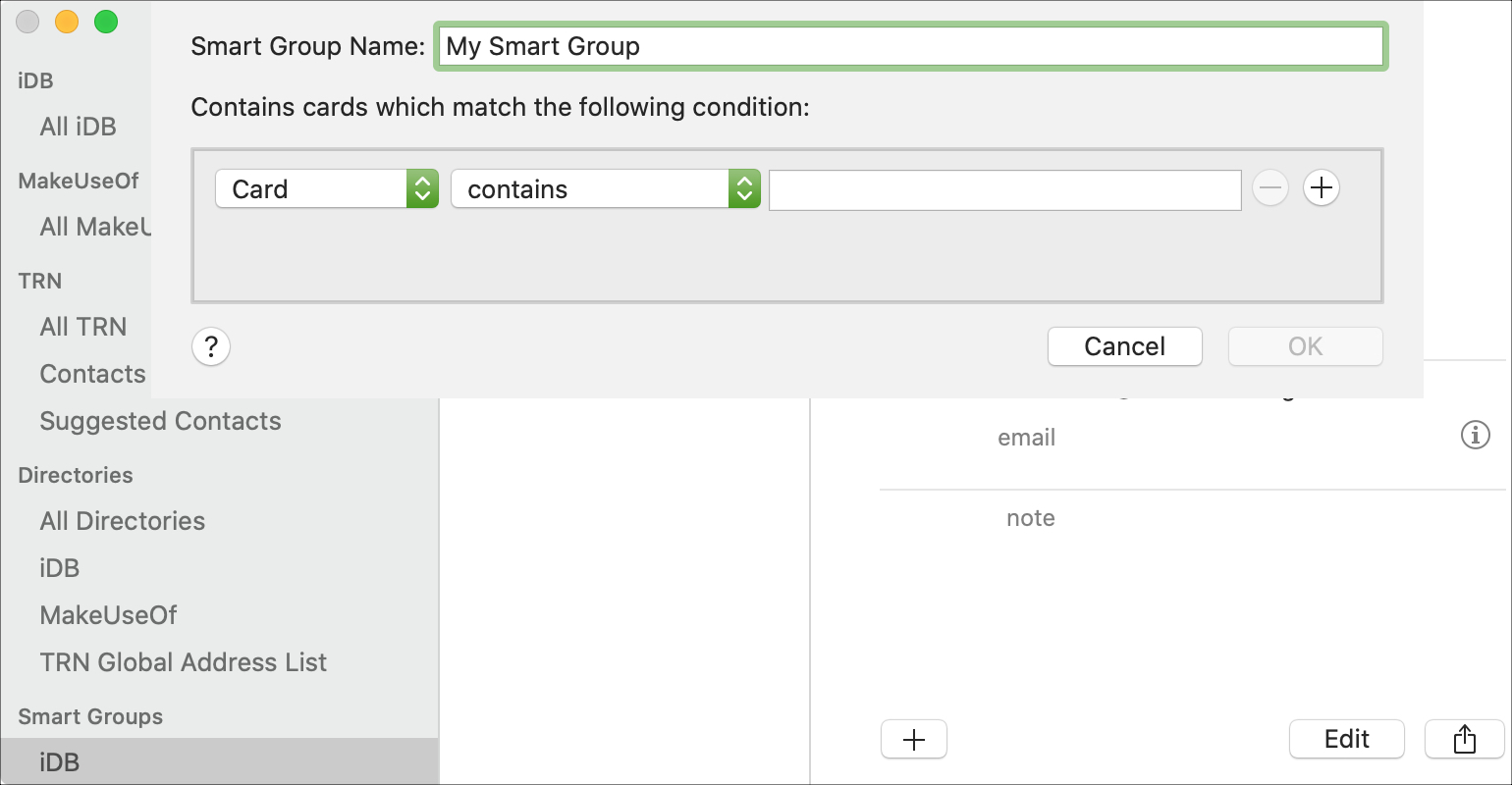 Create a Contacts Smart Group on Mac
