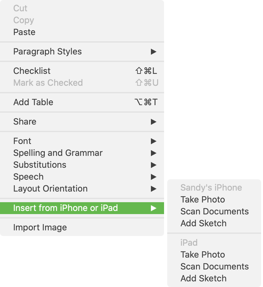 Insert from iPhone or iPad Scan Documents