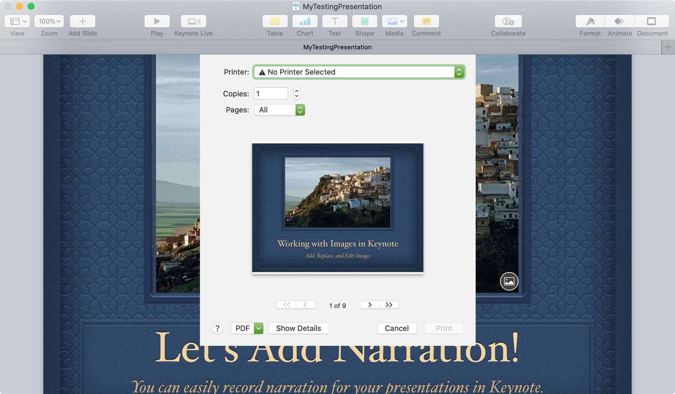 Keynote Print Presentation Mac