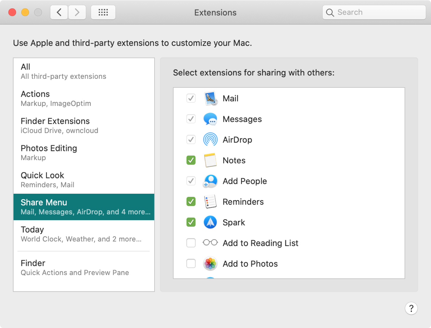 Mac Share Menu Extensions