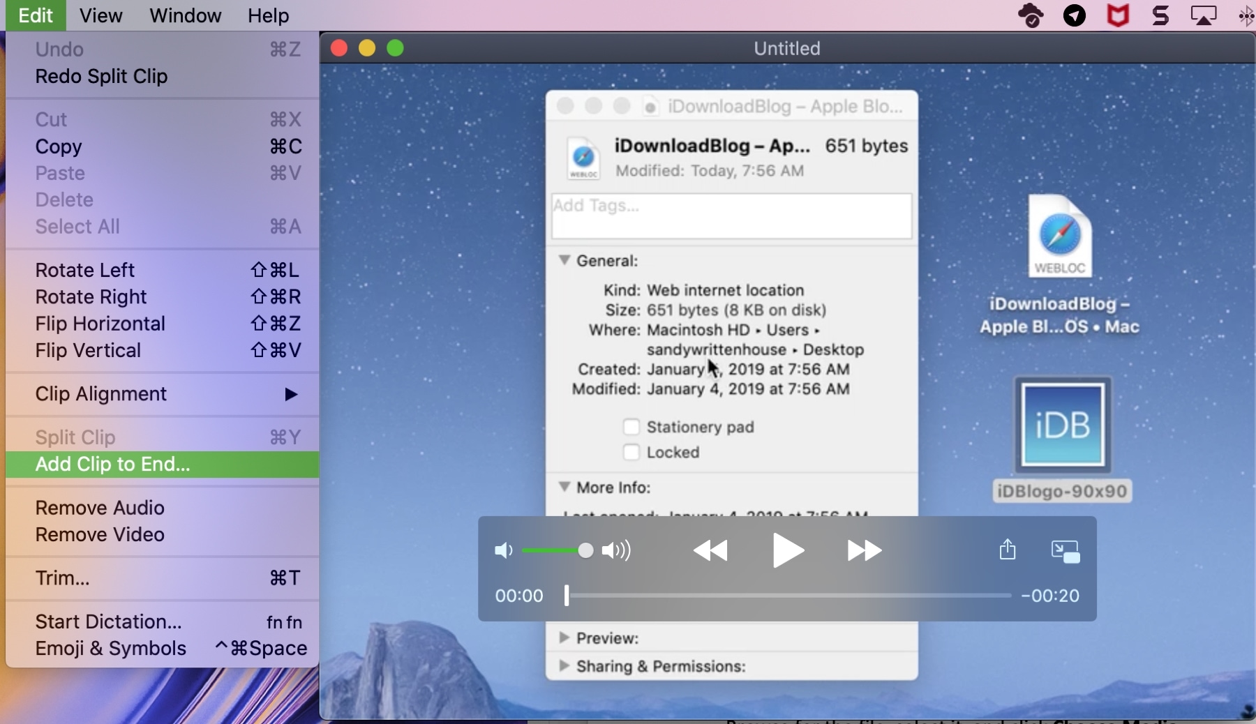 QuickTime Add Clip to End Mac