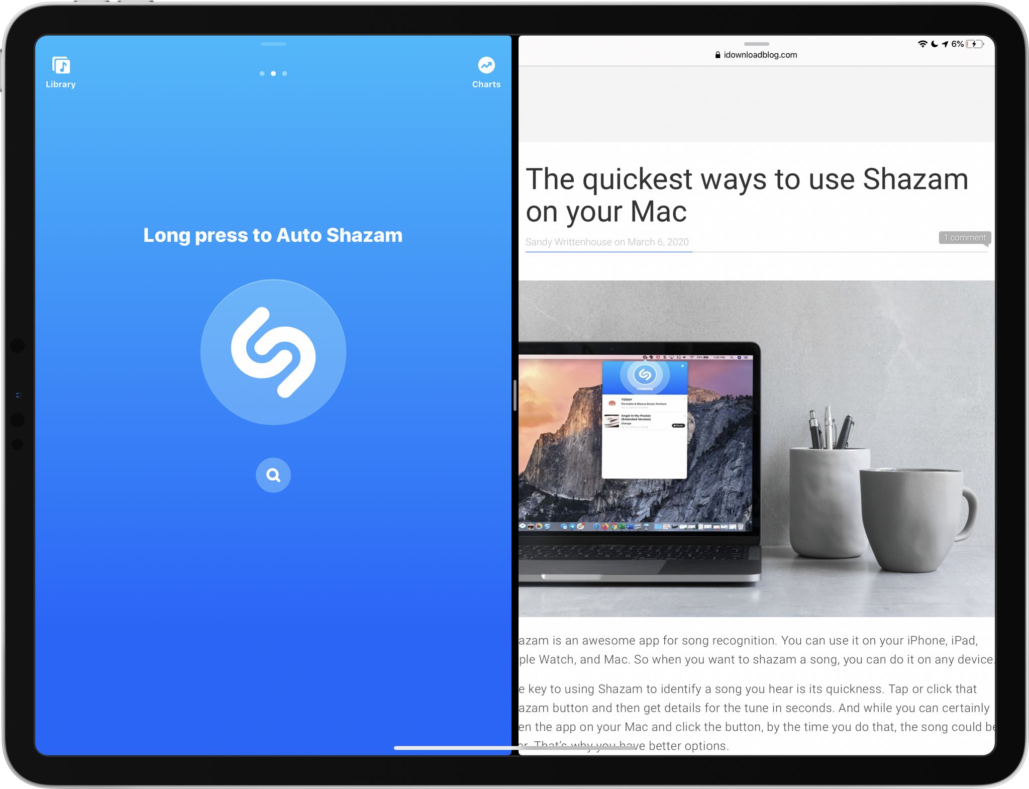 Shazam music recognition - iPad screenshot