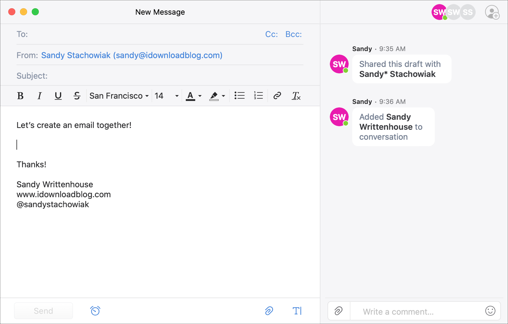 Spark Create Email Together Mac