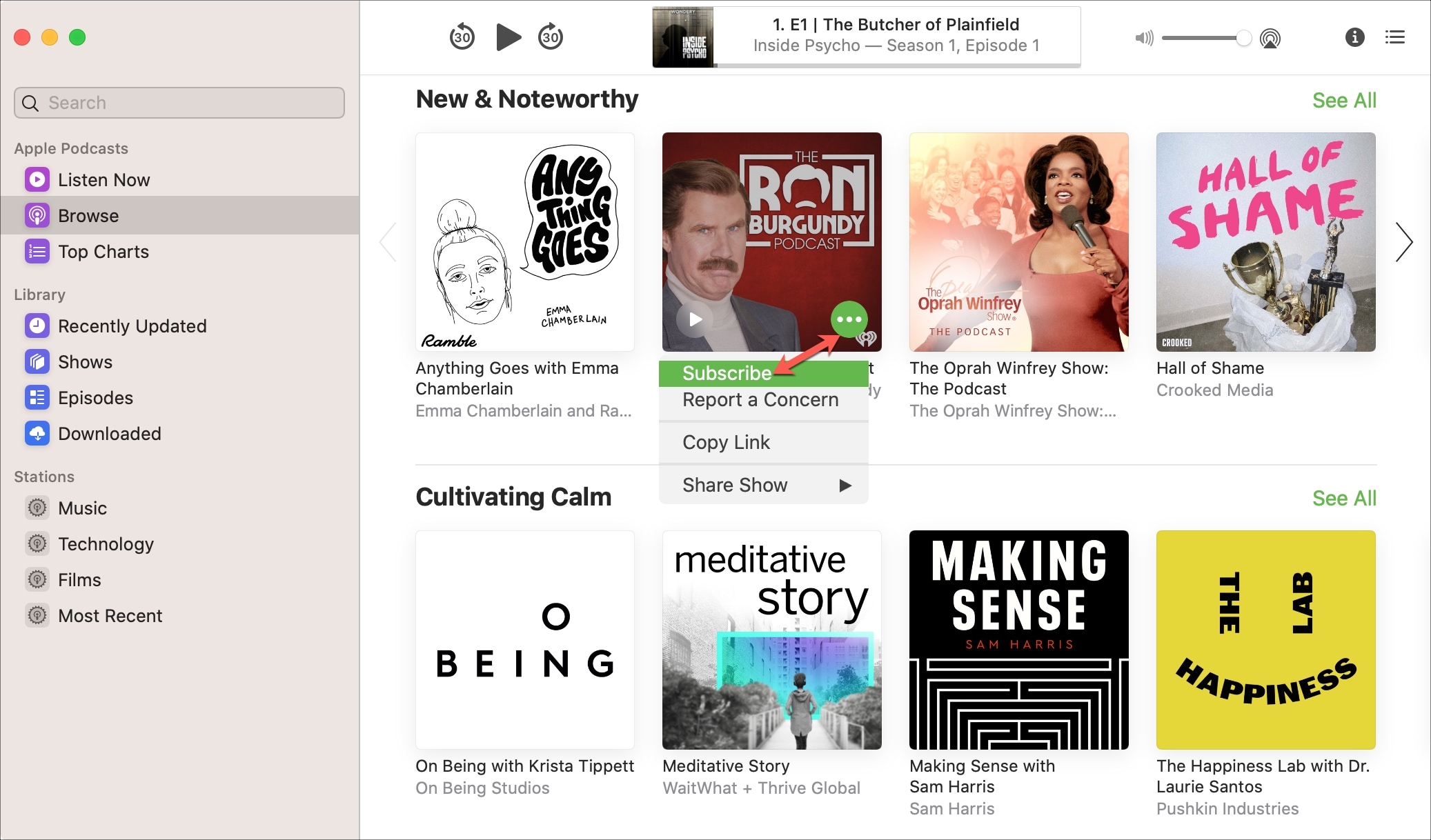 Subsribe Podcasts Mac