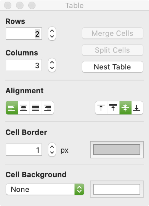 TextEdit Format Table