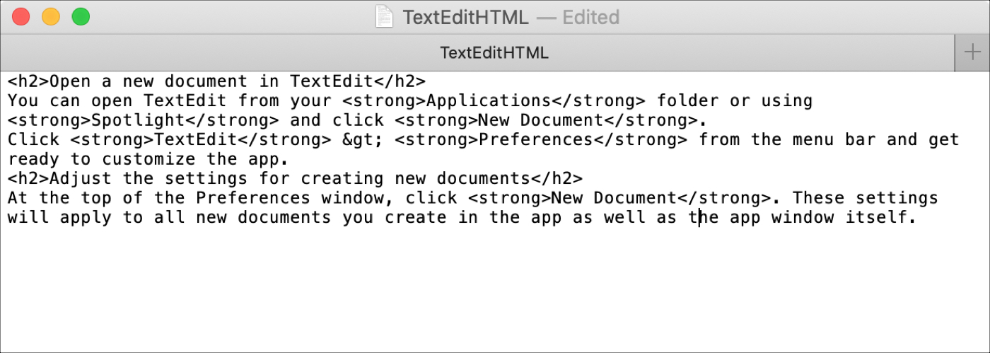 TextEdit HTML File