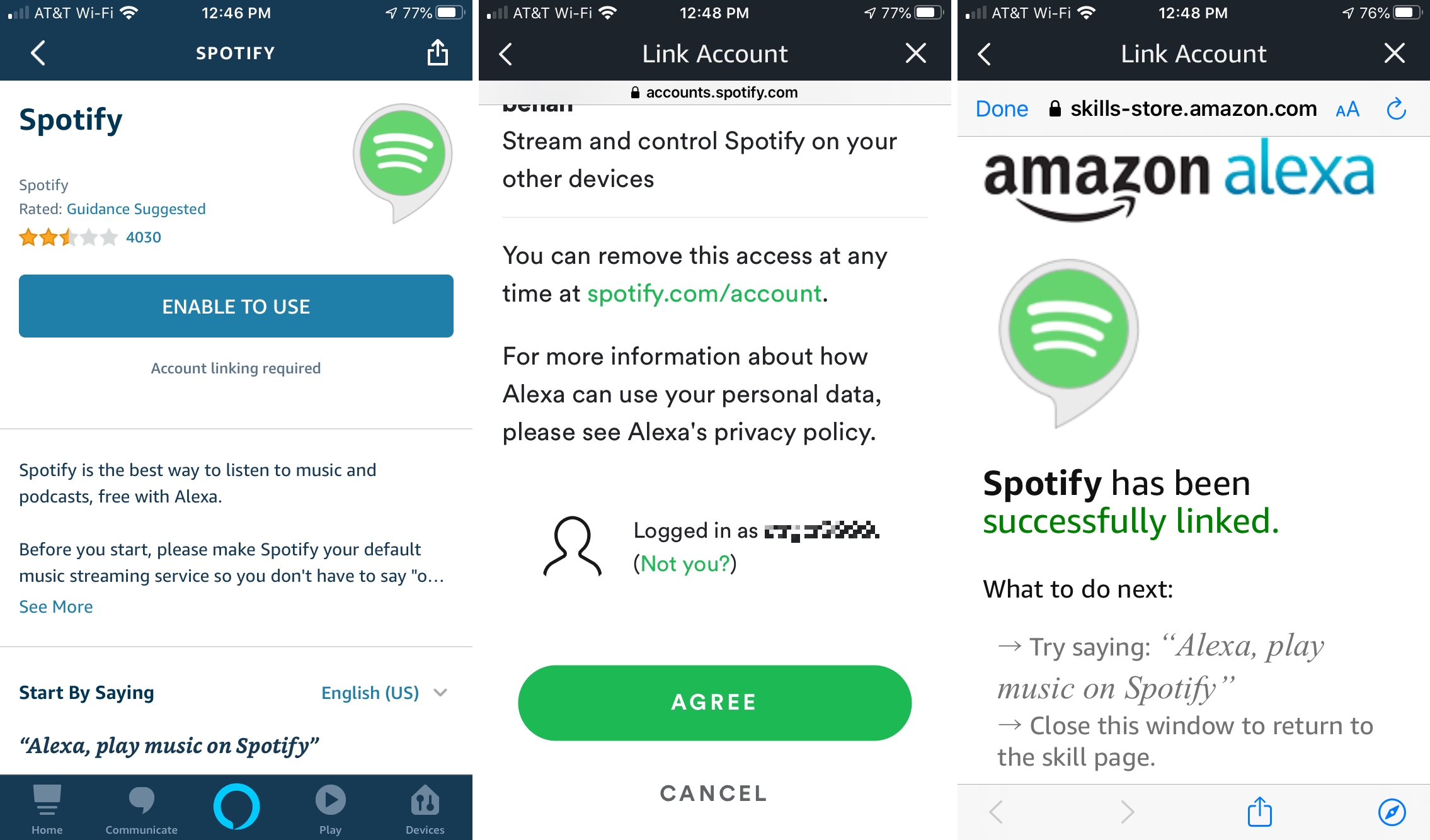 Alexa Enable Spotify Skill