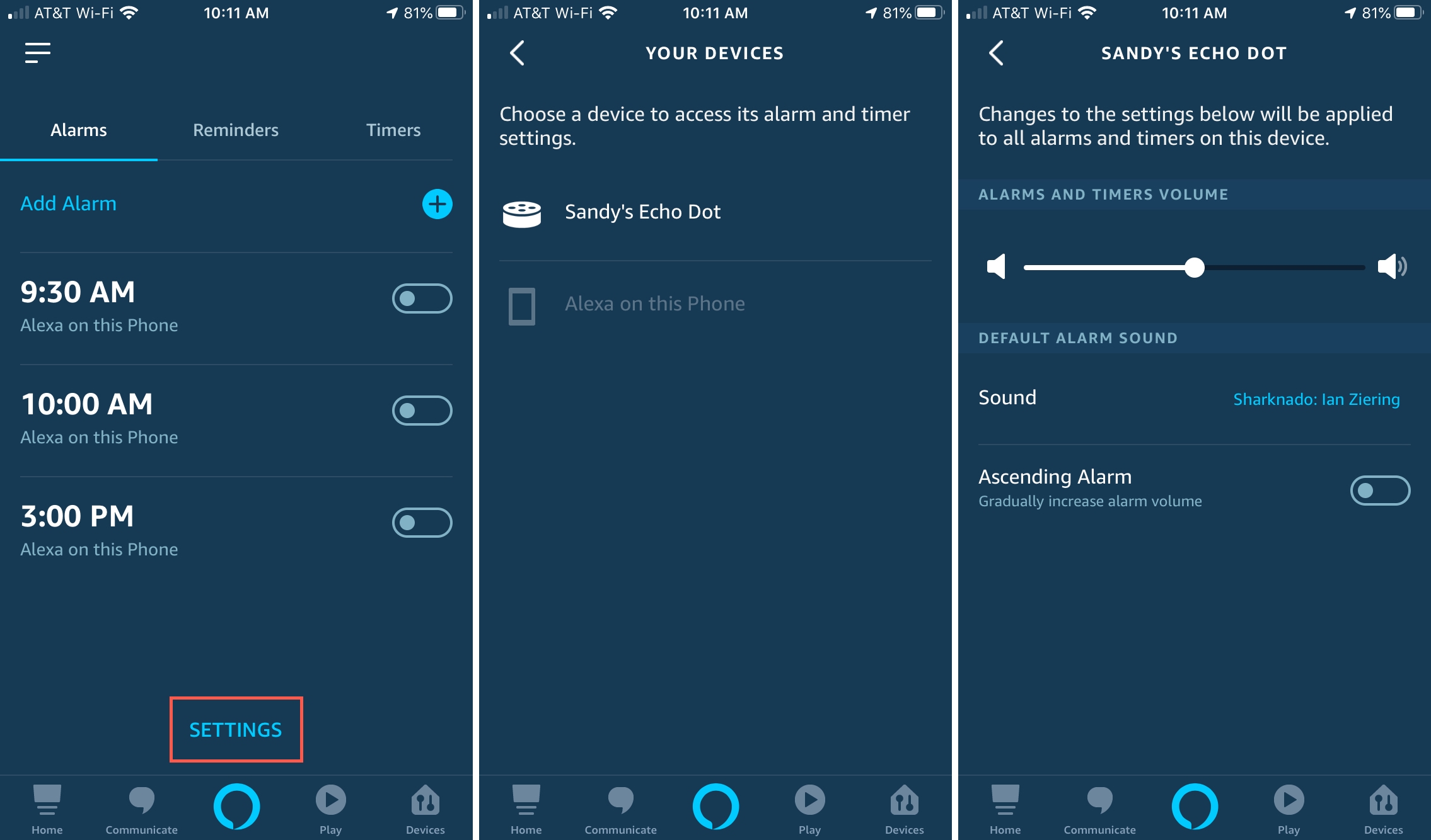Alexa Set Default Sounds on iPhone