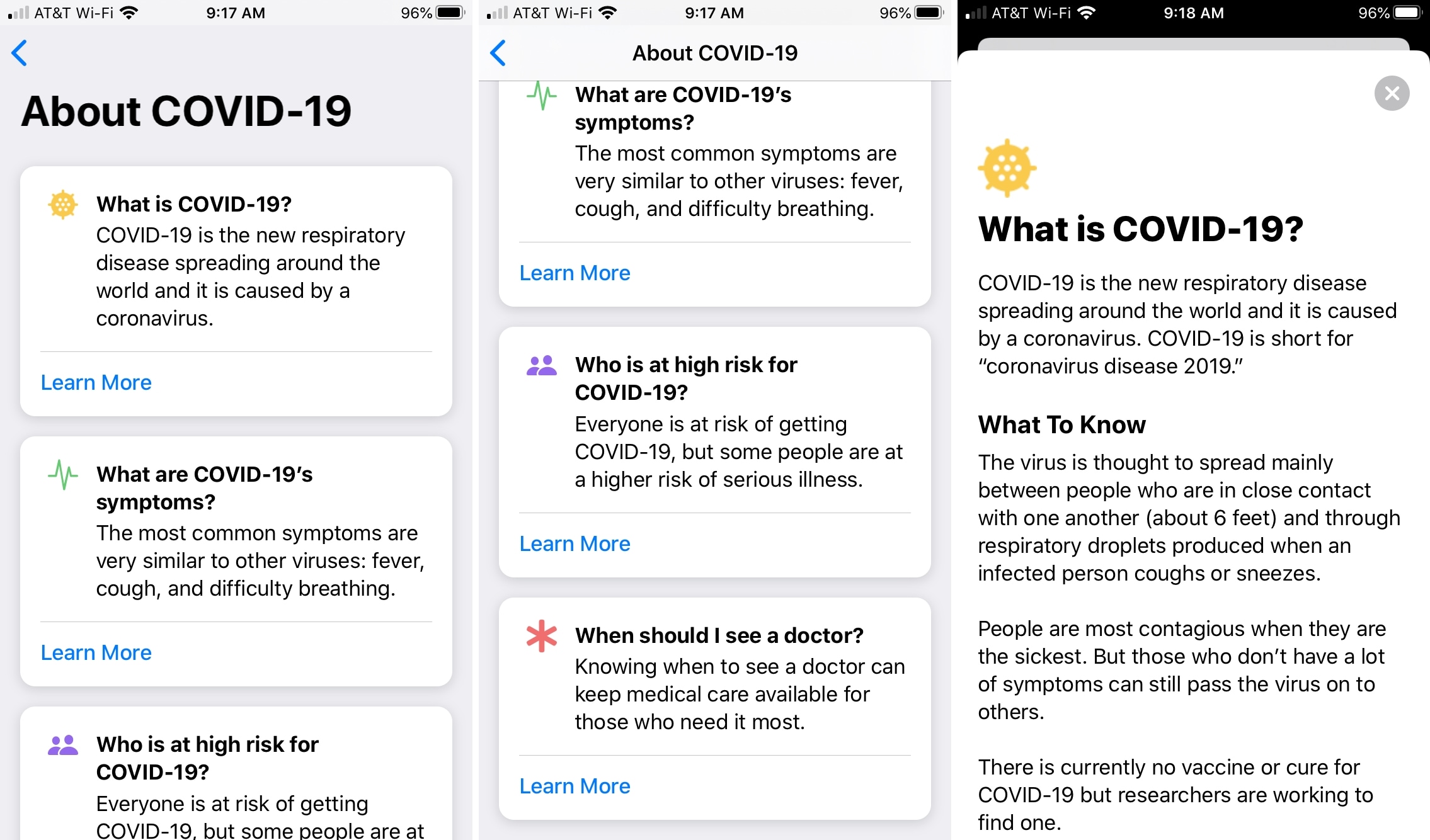 Apple COVID-19 iPhone App About