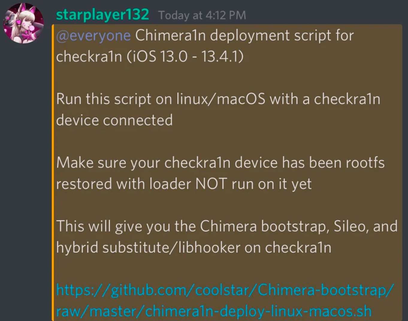 Coolstar S New Chimera1n Script Brings The Chimera Bootstrap To